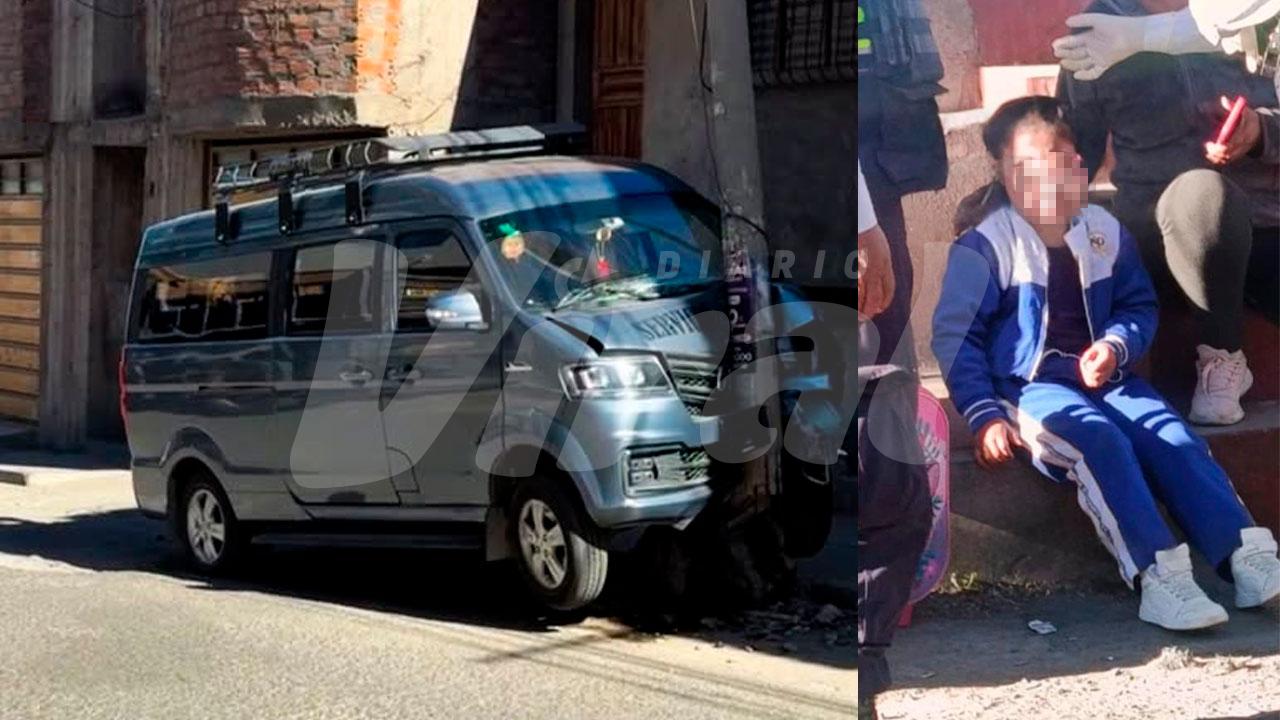 Movilidad escolar impacta contra poste dejando una niña herida en Paucarpata