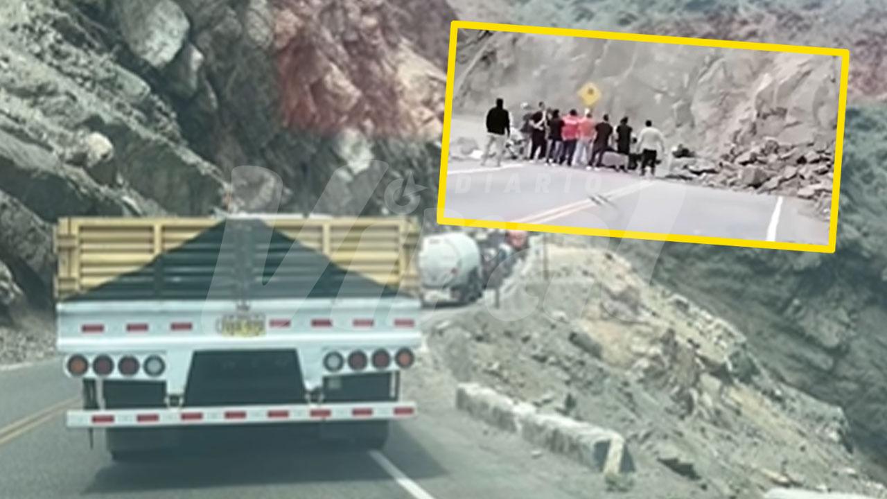Derrumbe de rocas pone en peligro a conductores en la Panamericana Sur