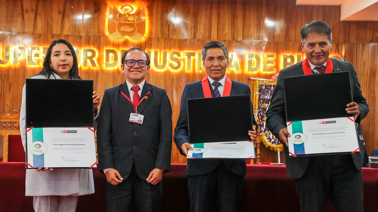 Corte de Justicia de Puno recibe tres reconocimientos por buenas prácticas interculturales