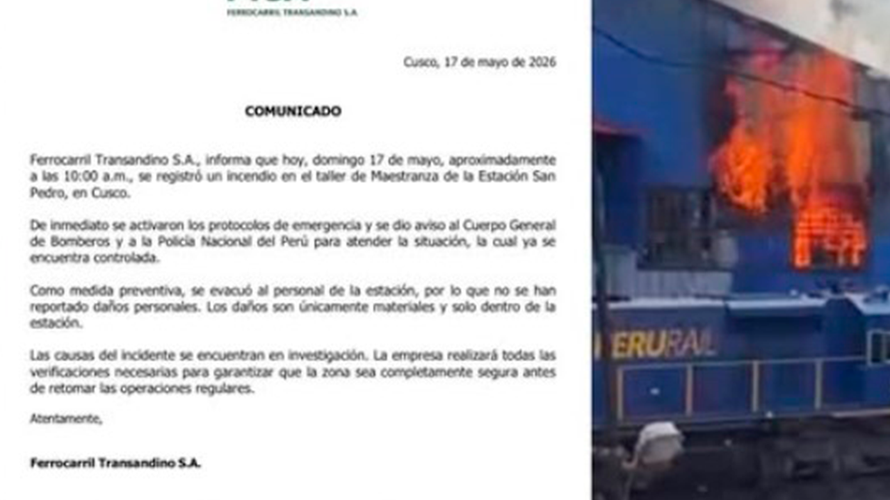 Incendio en estación San Pedro de Cusco moviliza a bomberos y obliga evacuación
