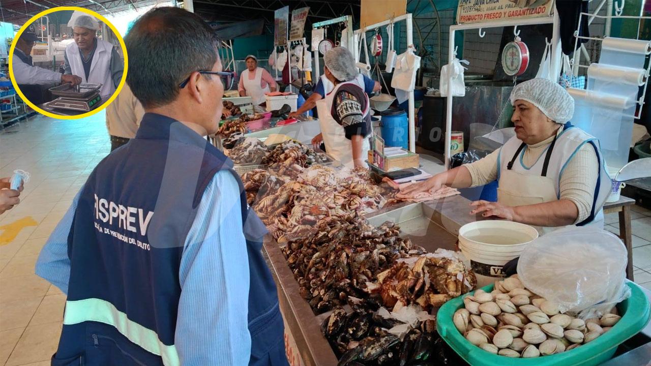 Decomisan 38 kilos de mariscos en mal estado y detectan balanzas adulteradas durante operativo en Arequipa