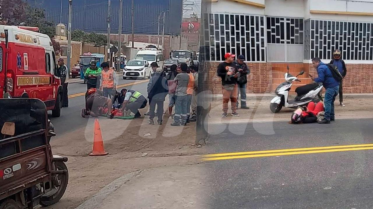 Mujer resulta herida tras accidente en moto en la Panamericana Sur de Camaná