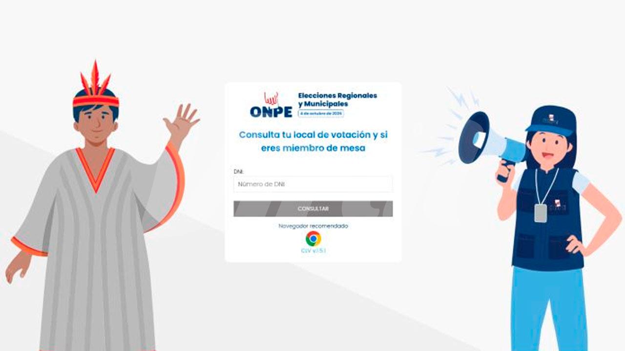 ONPE publica consulta de locales de votación para las elecciones regionales y municipales