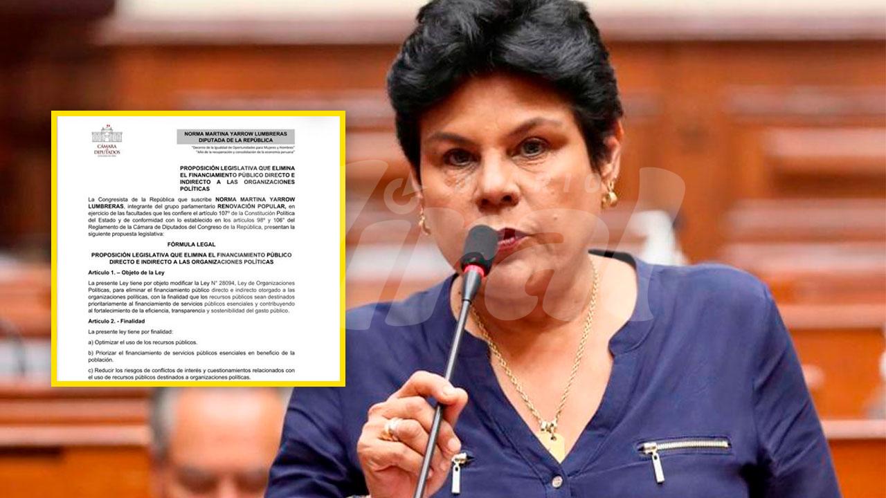 Diputada Norma Yarrow propone eliminar financiamiento a partidos