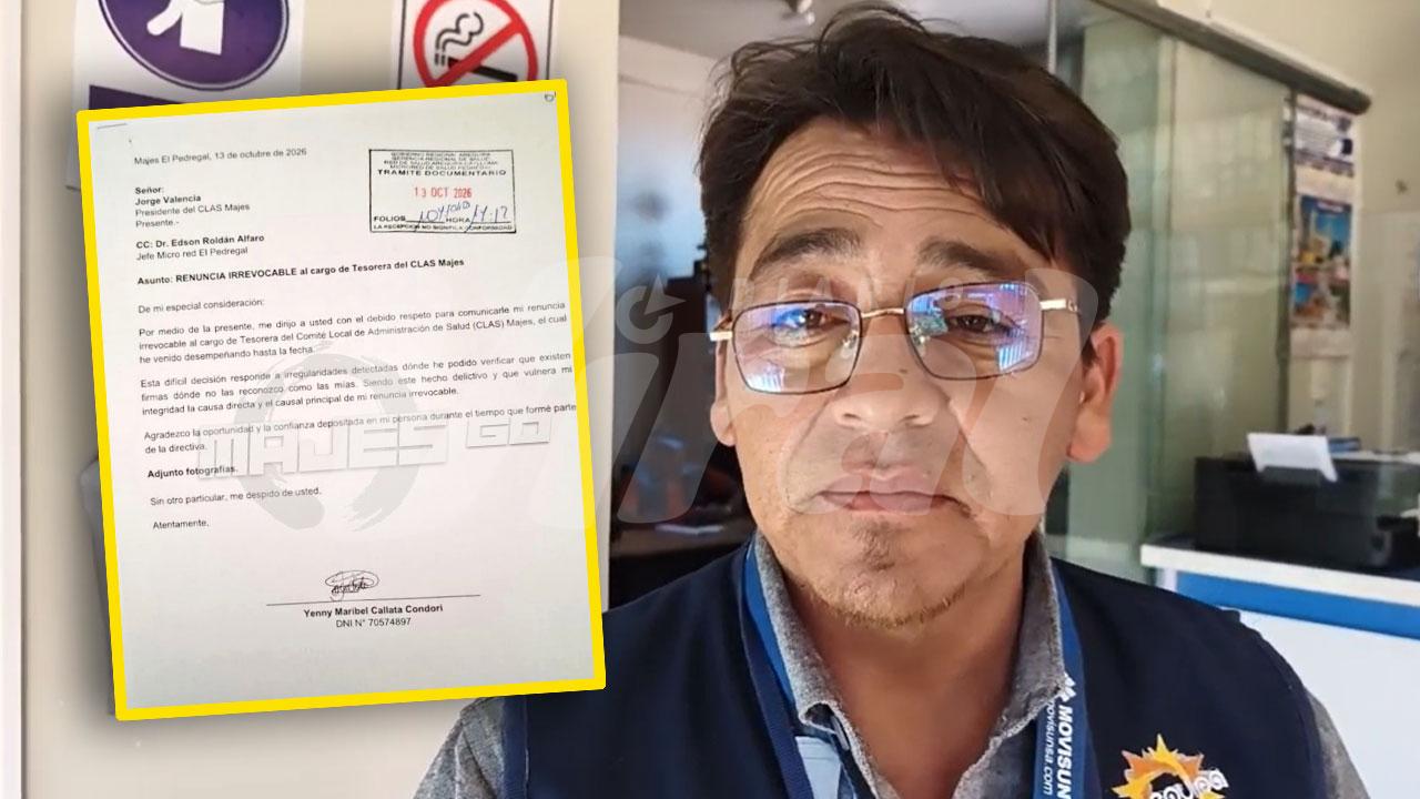 Majes: renuncia de tesorera del CLAS causa retraso en pagos y compra de medicina